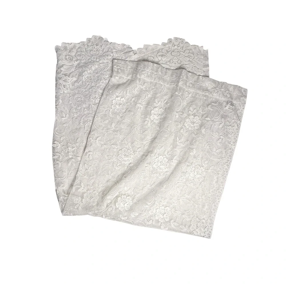 Set 3 JC Penney Lace Curtains Panels Vintage 90s Scalloped 62 Long White Sheer